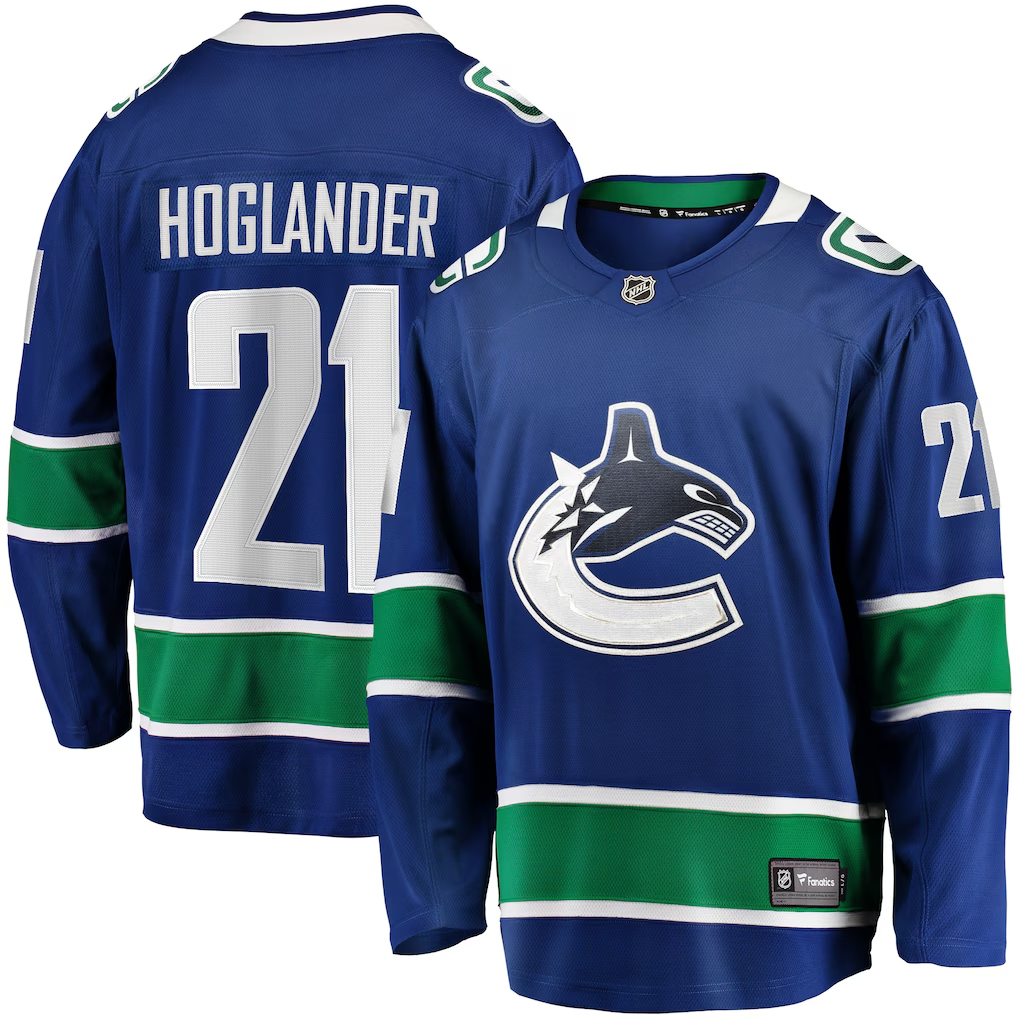 Men's Vancouver Canucks Nils Hoglander #21 Fanatics Blue Home Breakaway Player Jersey