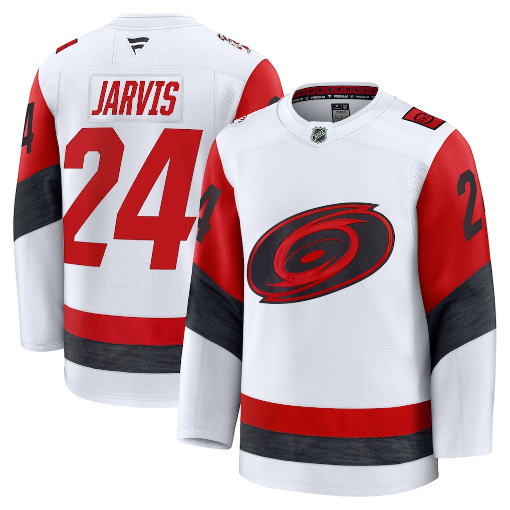 Men's Carolina Hurricanes Seth Jarvis #24 Fanatics White Away Premium Jersey