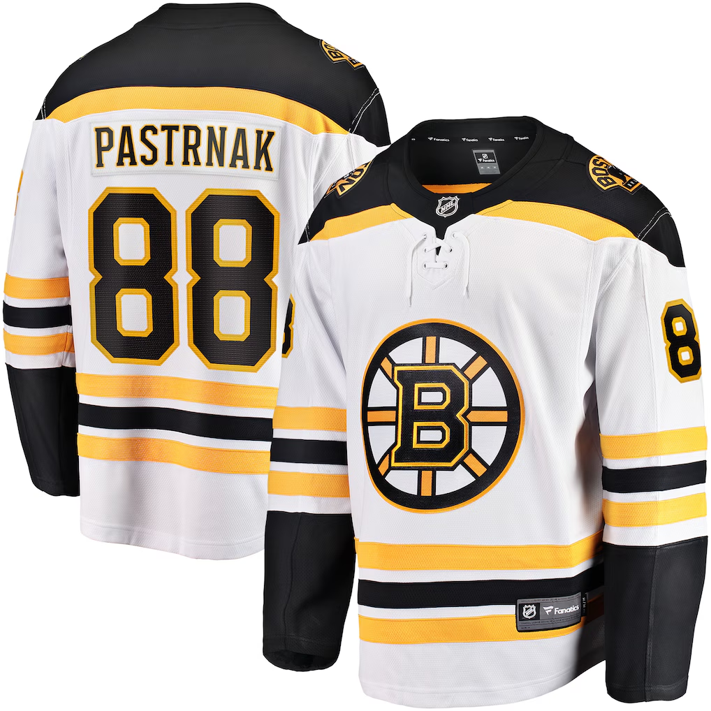 Men's Boston Bruins David Pastrnak #88 Fanatics White Jersey