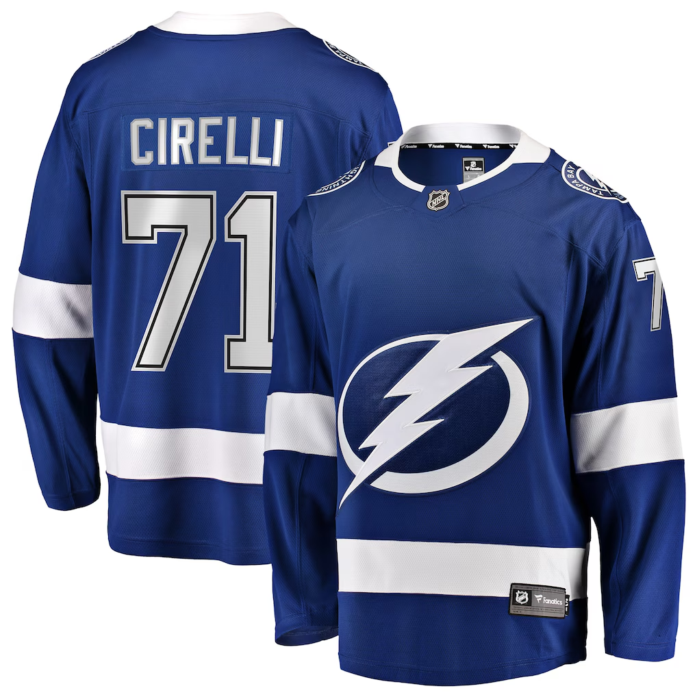 Men's Tampa Bay Lightning Anthony Cirelli #71 Fanatics Blue Home Breakaway Player Jersey