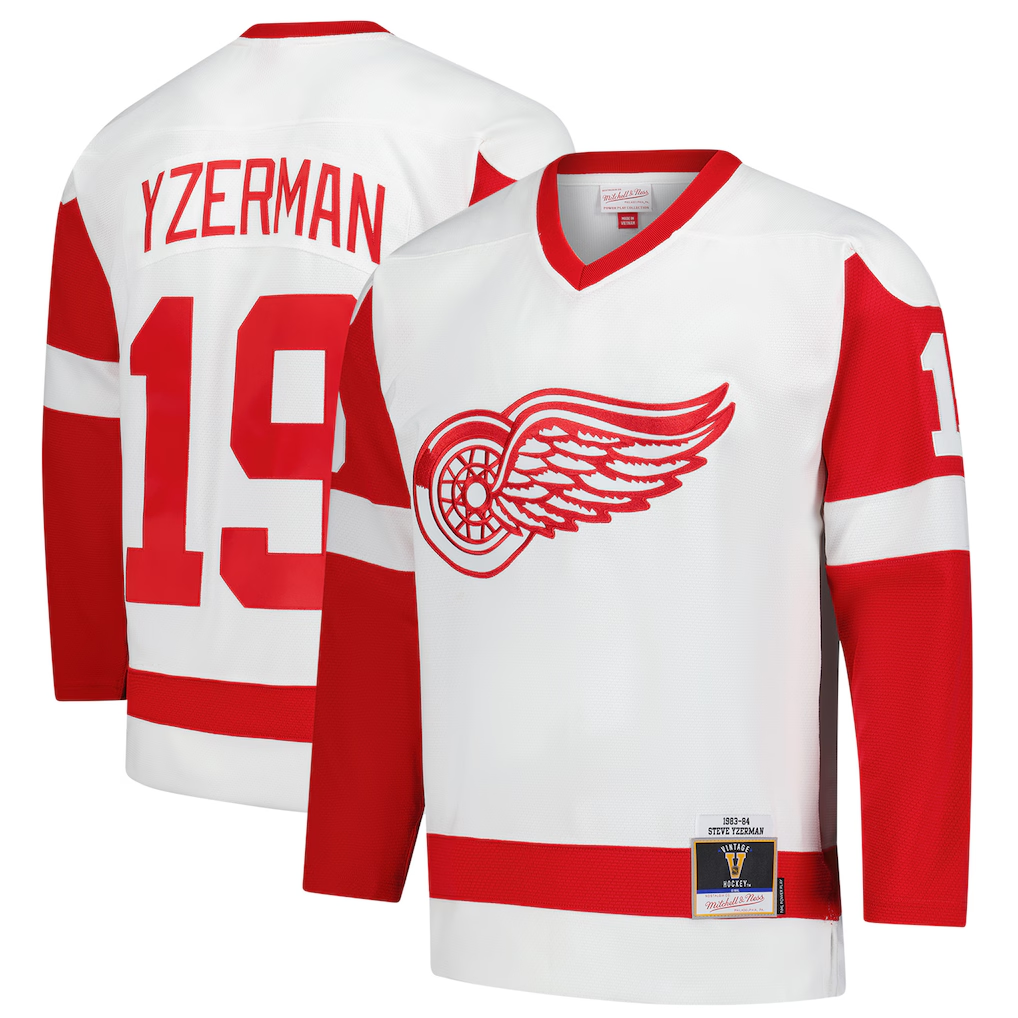 Men's Detroit Red Wings Steve Yzerman #19 Mitchell & Ness White Power Play Jersey