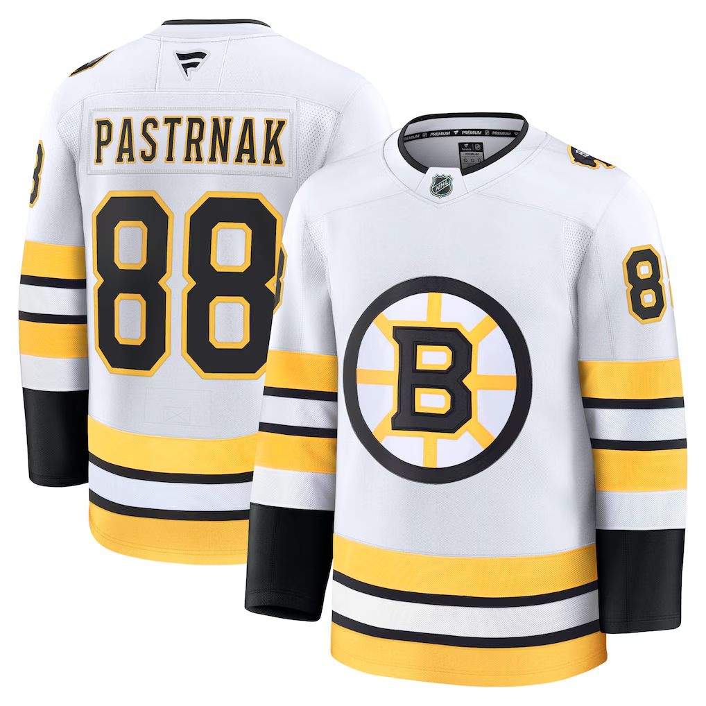Men's Boston Bruins David Pastrnak #88 Fanatics White Away Premium Player Jersey