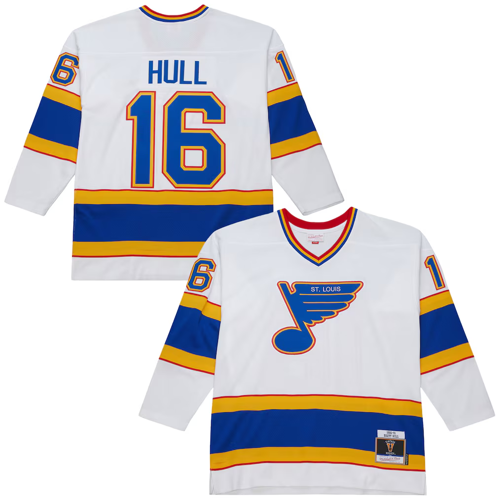 Men's St. Louis Blues Brett Hull #16 Mitchell & Ness White 1990-91 Power Play Jersey