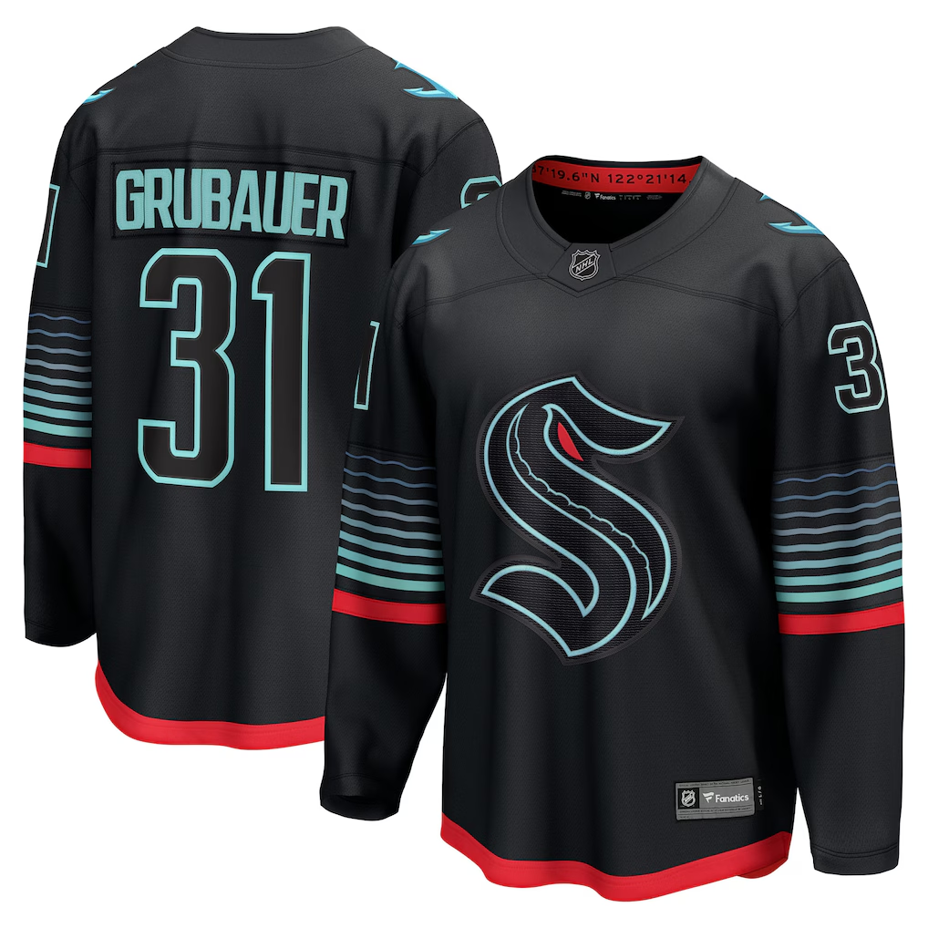 Men's Seattle Kraken Philipp Grubauer #31 Fanatics Black Alternate Premium Jersey