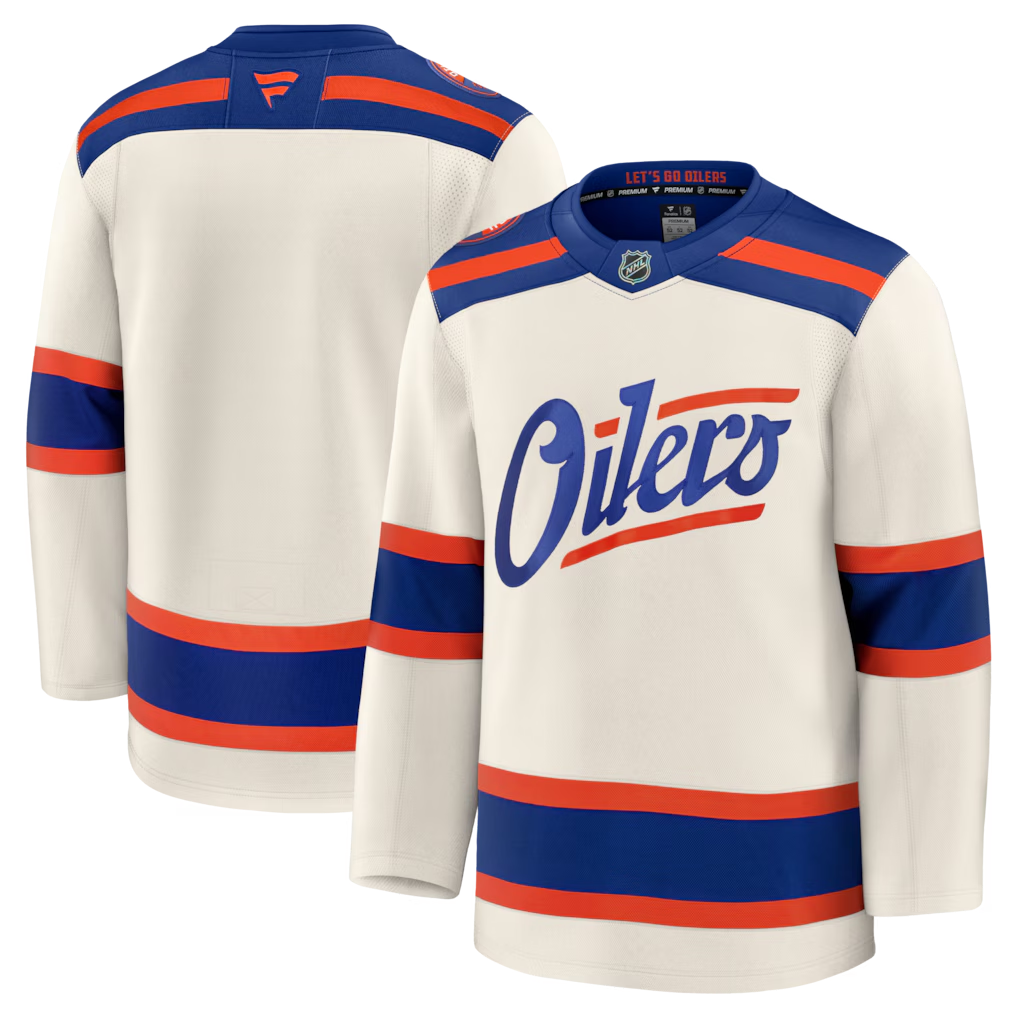 Men's Edmonton Oilers Fanatics Light Beige Alternate Premium Blank Jersey