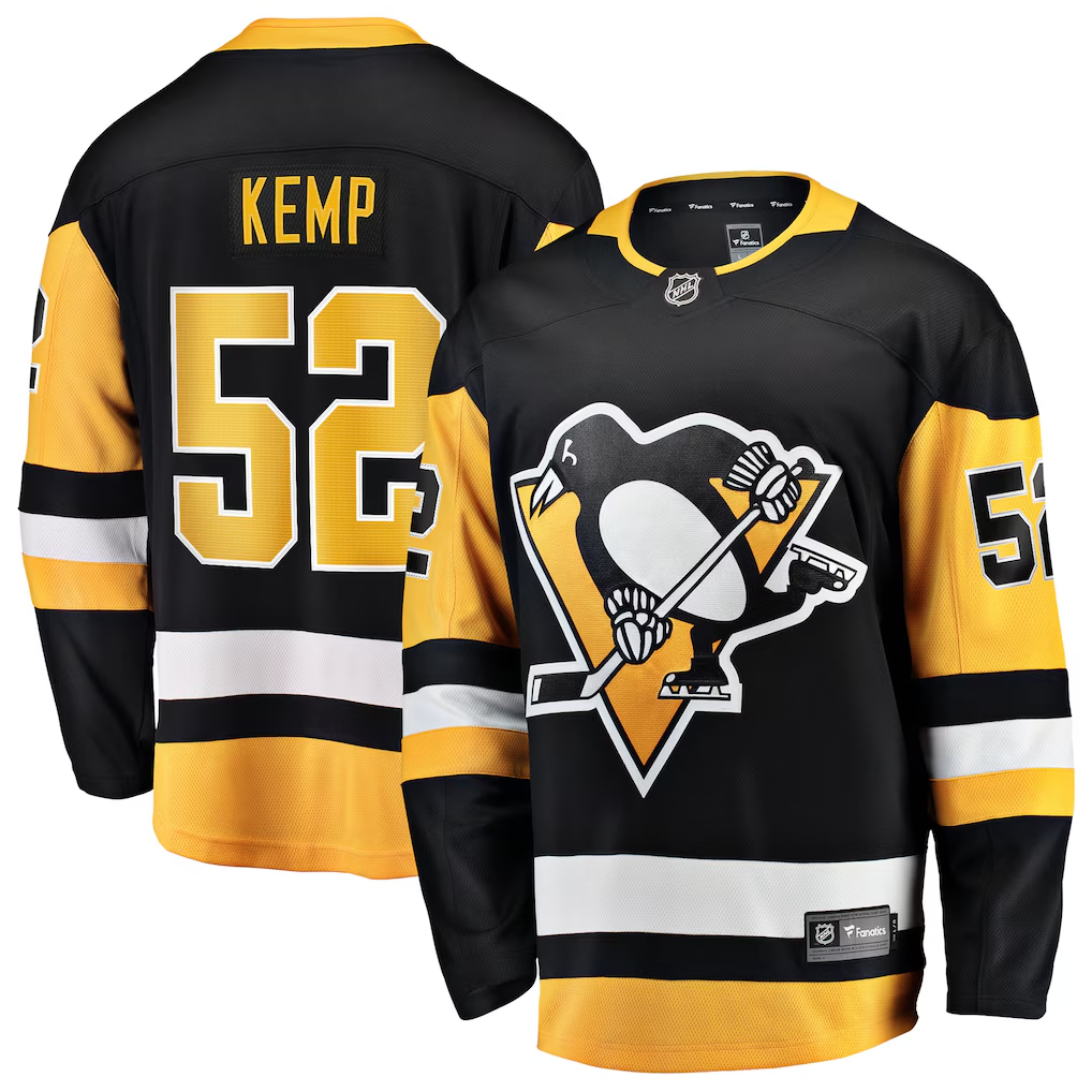 Men's Pittsburgh Penguins Philip Kemp #52 Fanatics Black Home Breakaway Jersey