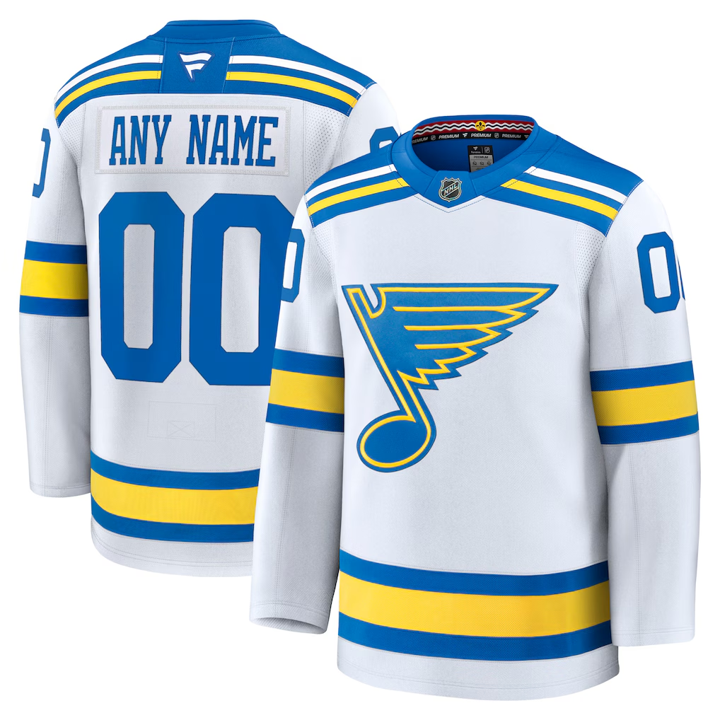 Men's St. Louis Blues Fanatics White Away Premium Custom Jersey