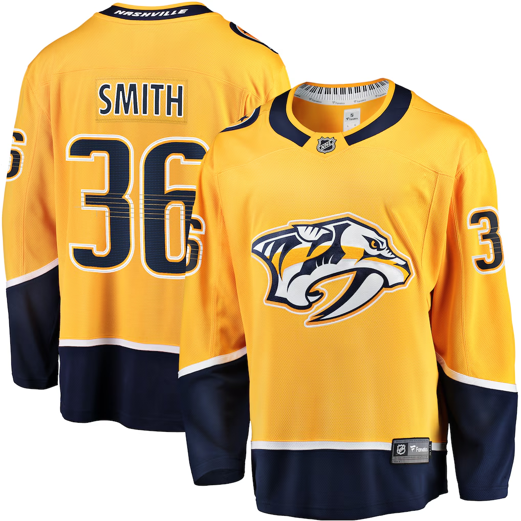 Men's Nashville Predators Cole Smith #36 Fanatics Gold Breakaway Player Jersey