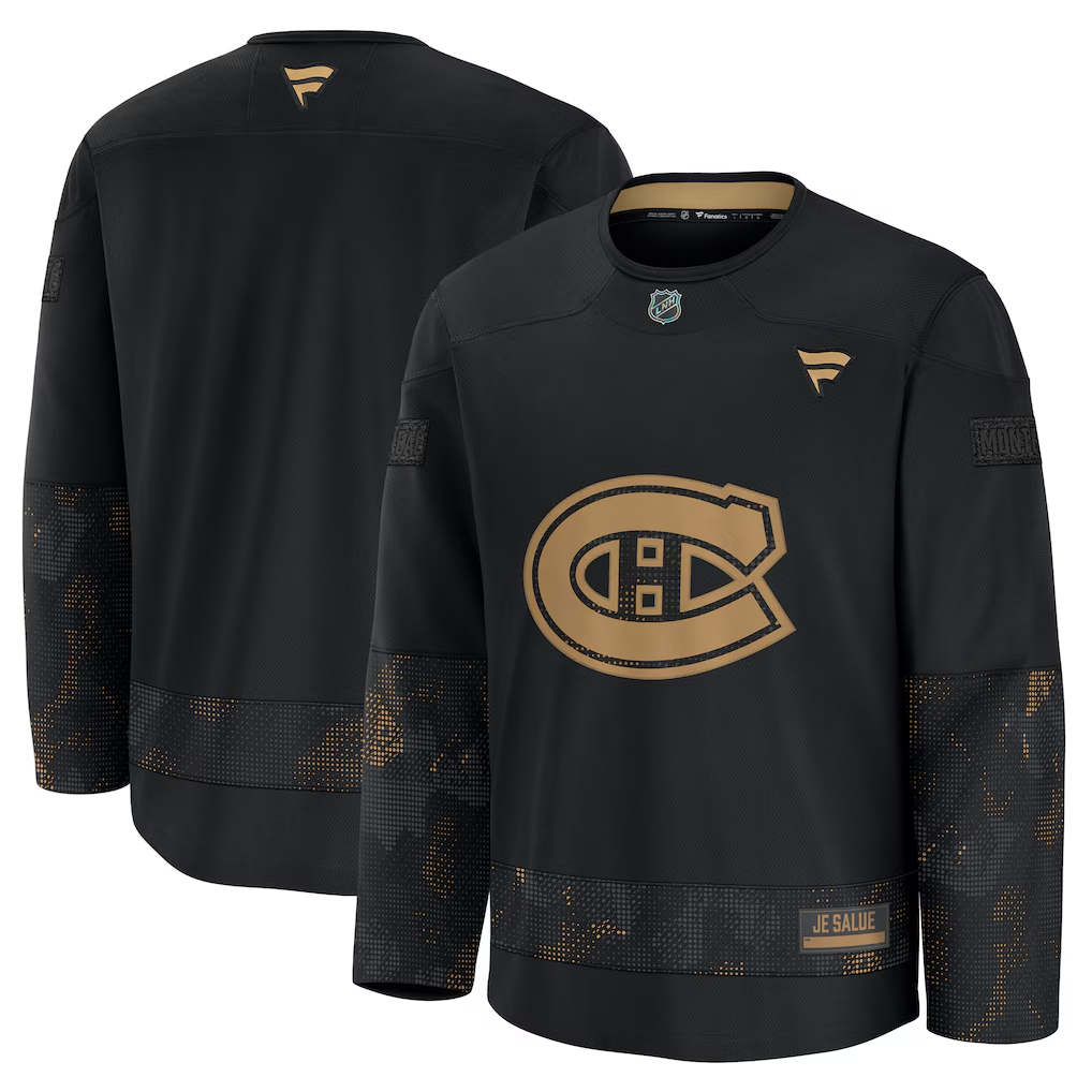 Men's Montreal Canadiens Fanatics Black 2024 Military Appreciation Practice Blank Jersey