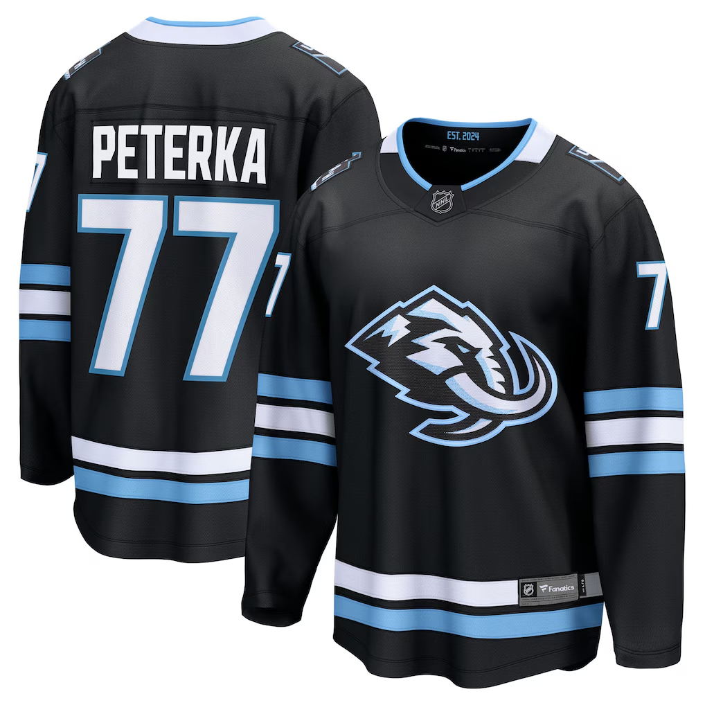 Men's Utah Mammoth JJ Peterka #77 Fanatics Black Home Breakaway Player Jersey