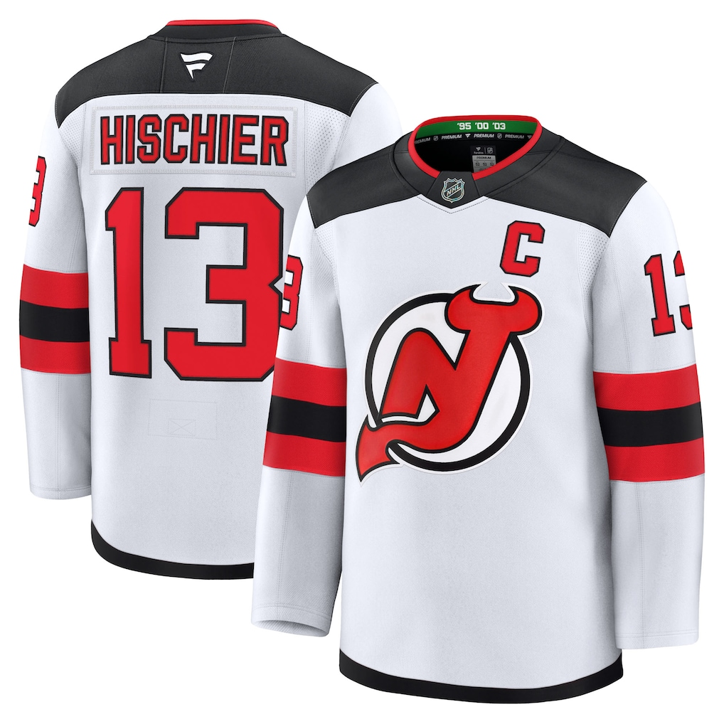 Men's New Jersey Devils Nico Hischier #13 Fanatics White Away Premium Jersey