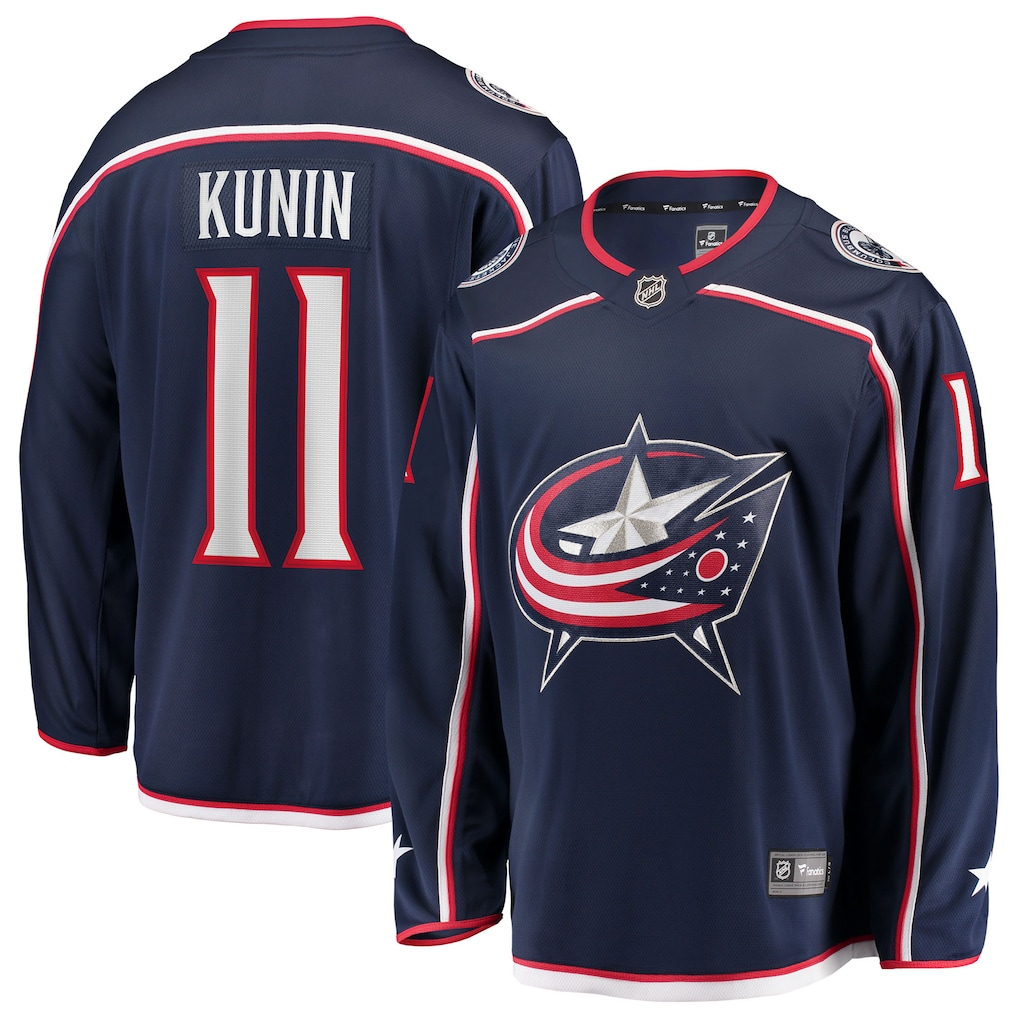 Men's Columbus Blue Jackets Luke Kunin #11 Fanatics Navy Home Breakaway Jersey