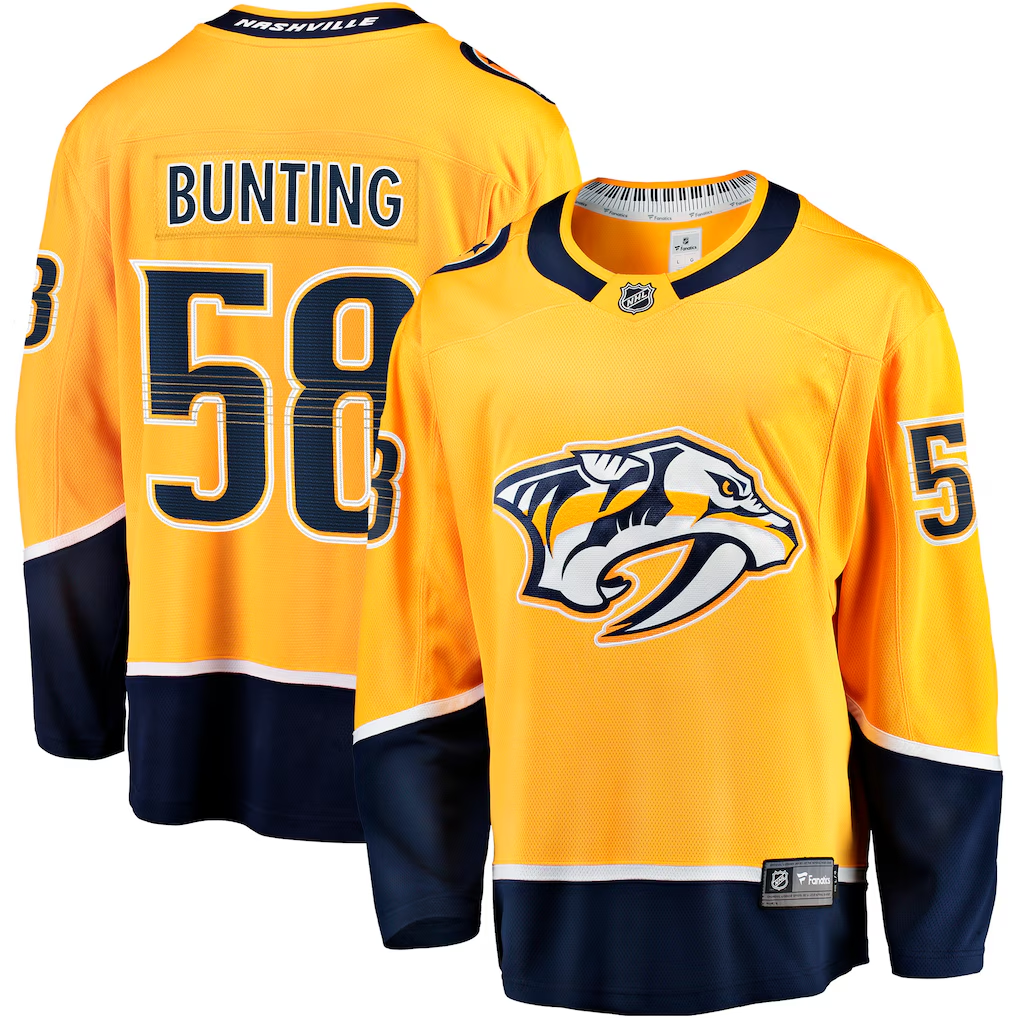 Men's Nashville Predators Michael Bunting #58 Fanatics Gold Home Breakaway Jersey