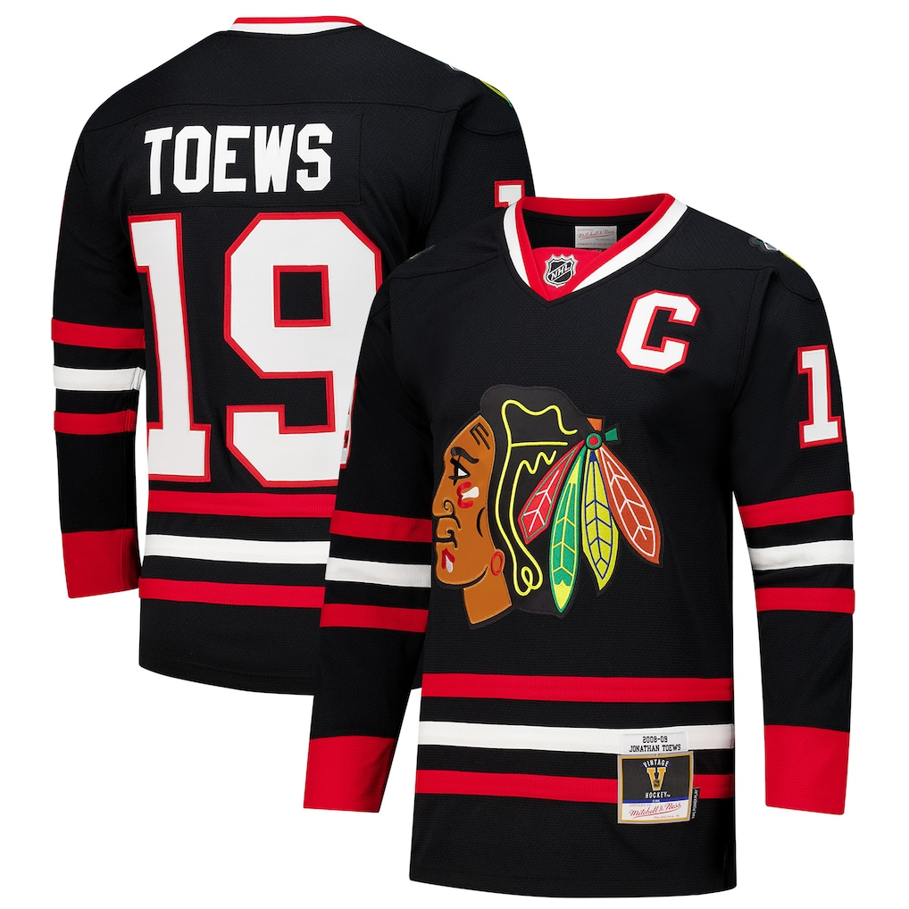 Men's Chicago Blackhawks Jonathan Toews #19 Black Player Jersey