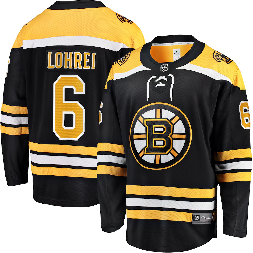 Men's Boston Bruins Mason Lohrei #6 Fanatics Black Home Premier Breakaway Player Jersey