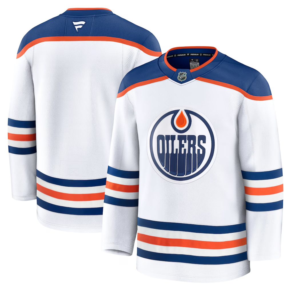 Men's Edmonton Oilers Fanatics White Away Premium Blank Jersey