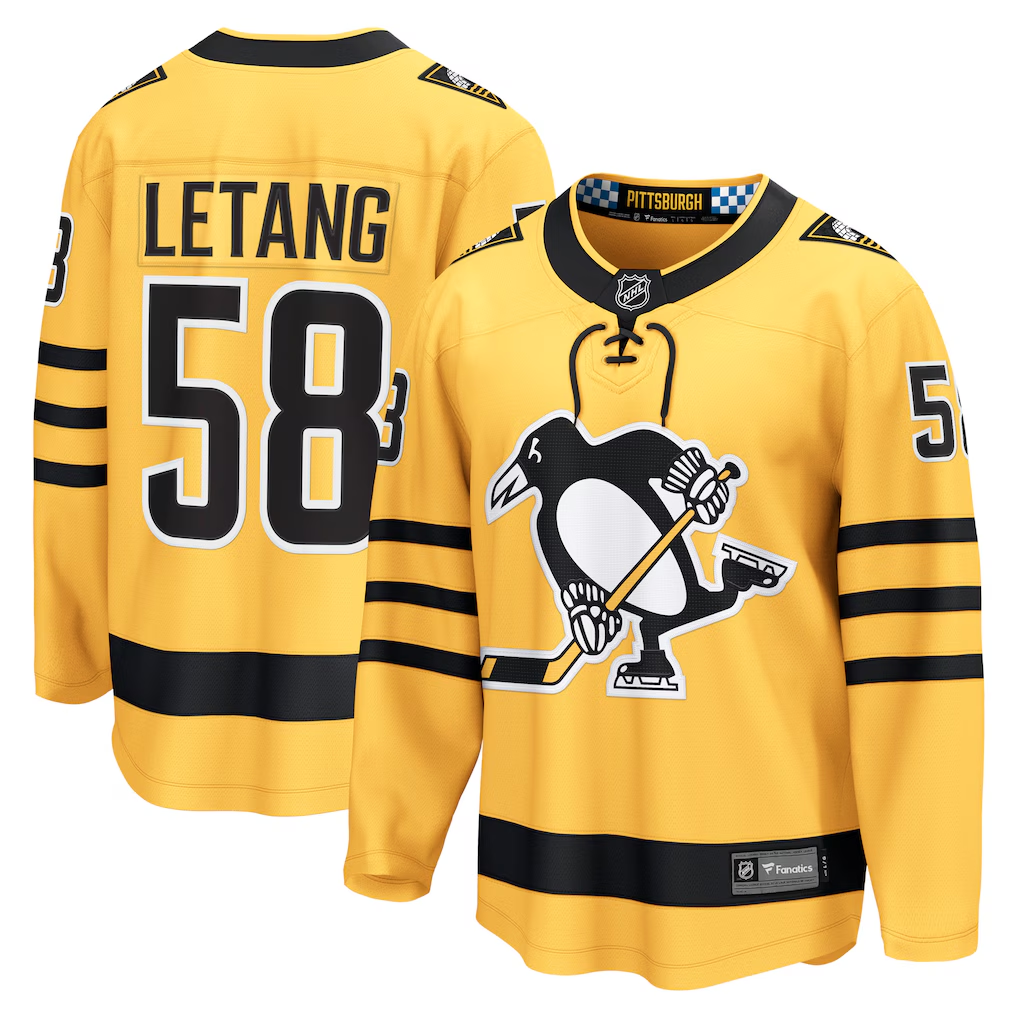 Men's Pittsburgh Penguins Kris Letang #58 Fanatics Gold Alternate Breakaway Player Jersey