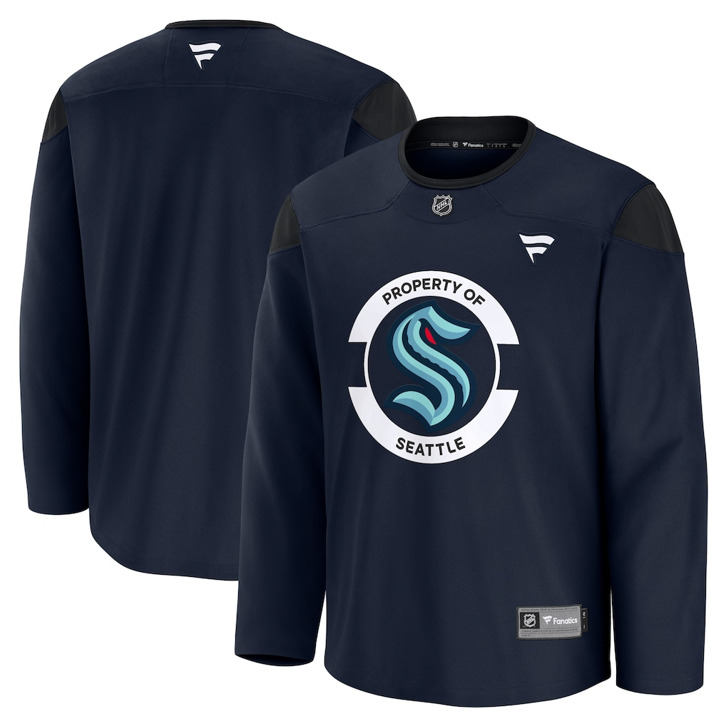 Men's Seattle Kraken Fanatics Navy Practice Blank Jersey