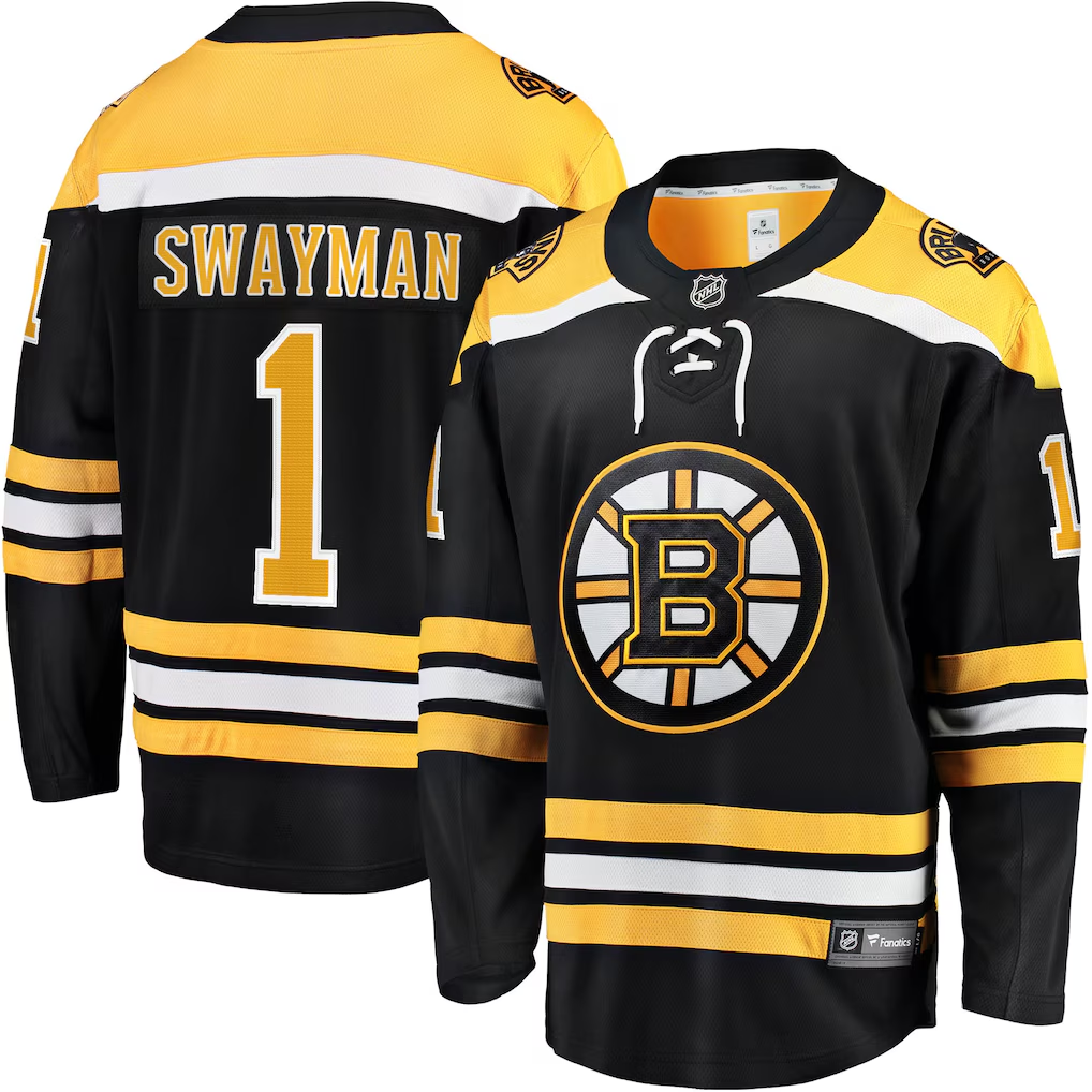 Men's Boston Bruins Jeremy Swayman #1 Fanatics Black Jersey