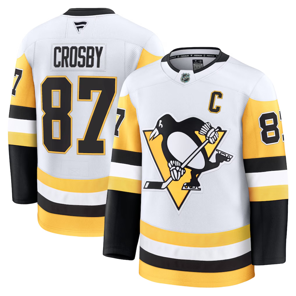 Men's Pittsburgh Penguins Sidney Crosby #87 Fanatics White Away Premium Jersey
