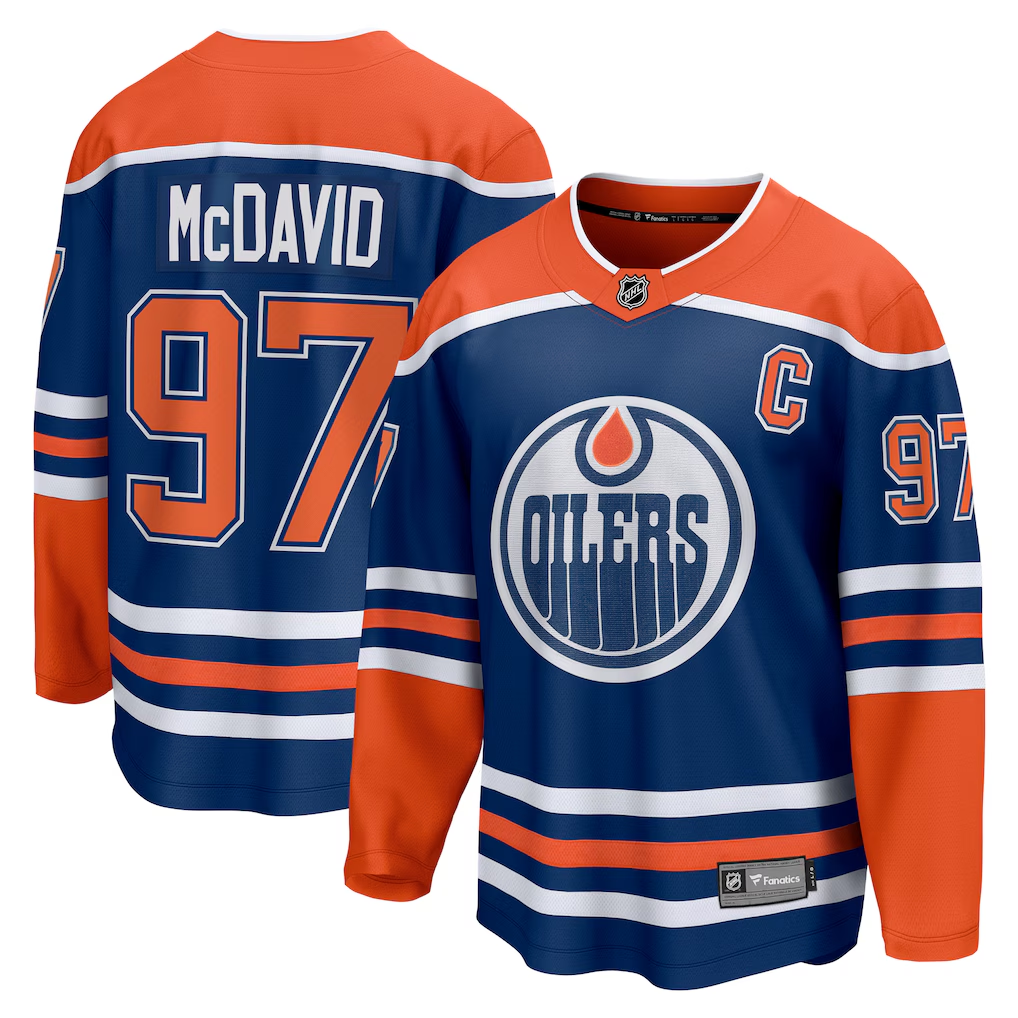 Men's Edmonton Oilers Connor McDavid #97 Fanatics Royal Home Breakaway Player Jersey