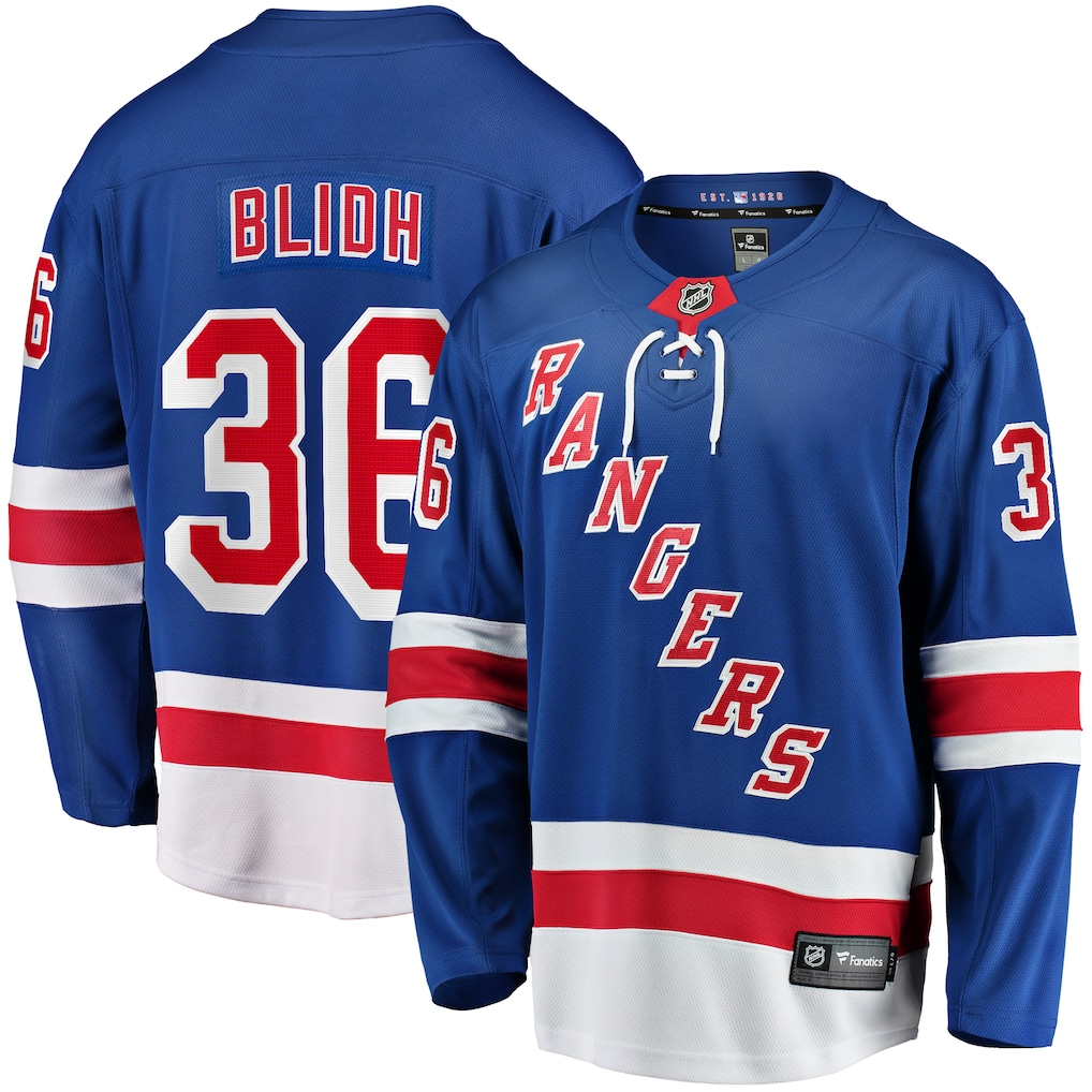 Men's New York Rangers Anton Blidh #36 Fanatics Blue Home Breakaway Jersey