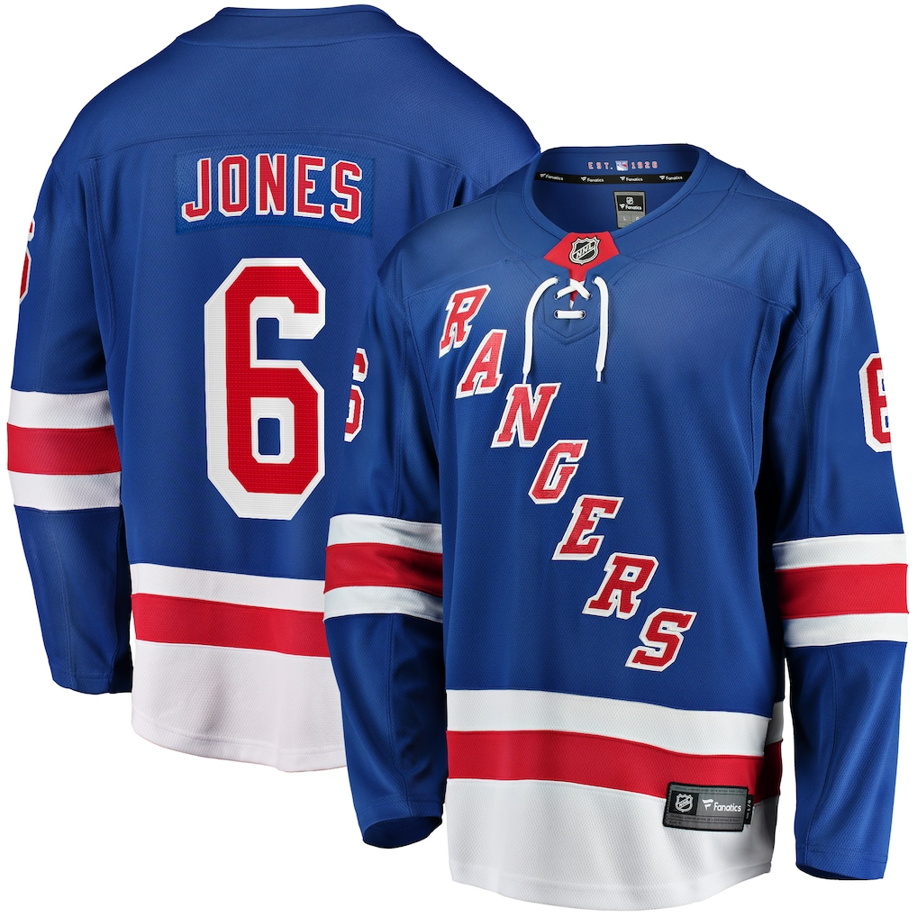 Men's New York Rangers Zac Jones #6 Fanatics Blue Home Breakaway Player Jersey