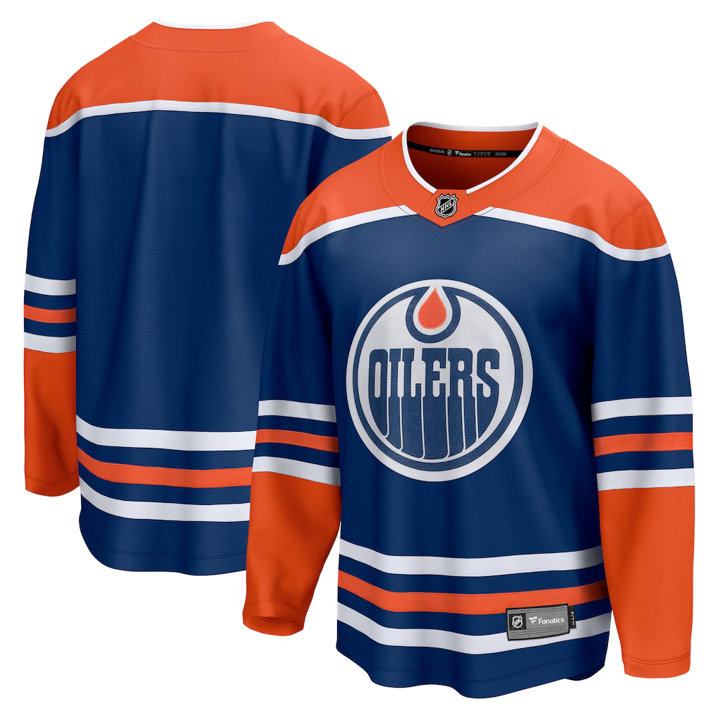 Men's Edmonton Oilers Fanatics Royal Home Breakaway Blank Jersey