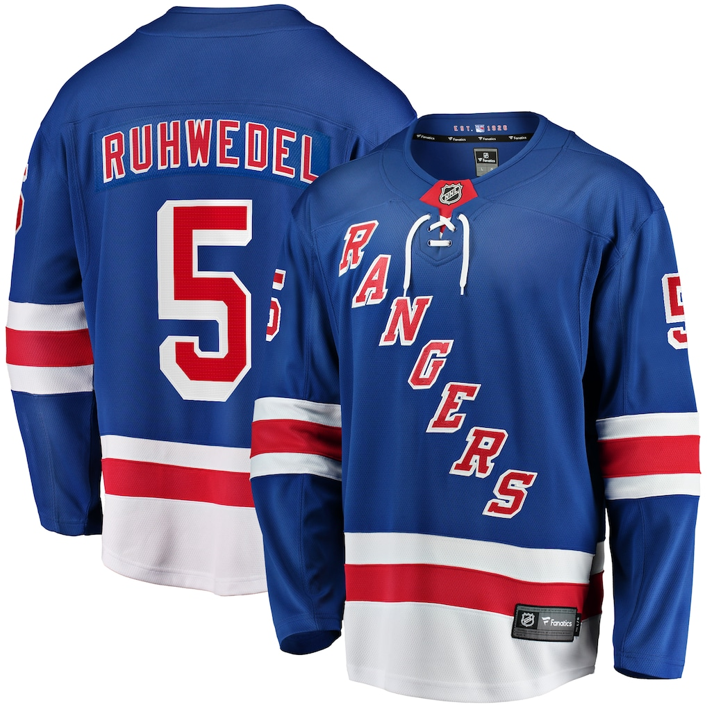 Men's New York Rangers Chad Ruhwedel #5 Fanatics Blue Home Breakaway Player Jersey
