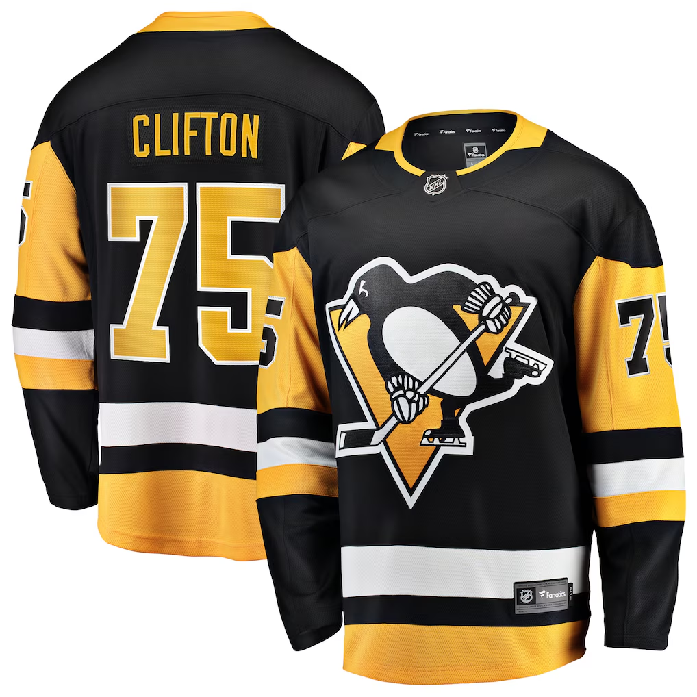 Men's Pittsburgh Penguins Connor Clifton #75 Fanatics Black Home Breakaway Jersey