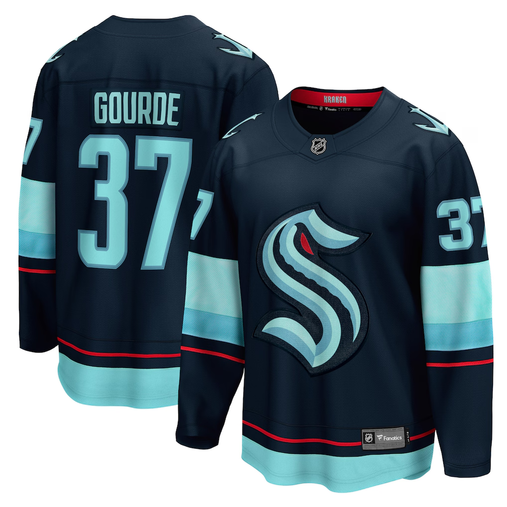Men's Seattle Kraken Yanni Gourde #37 Fanatics Deep Sea Blue Home Breakaway Player Jersey