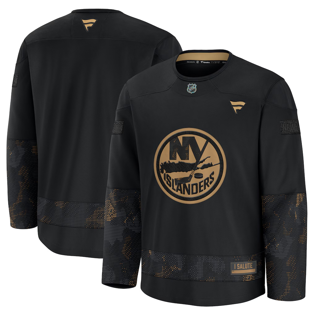 Men's New York Islanders Fanatics Black 2024 Military Appreciation Practice Blank Jersey