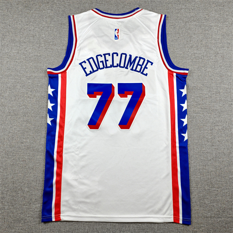 Men's Philadelphia 76ers V. J. Edgecombe #77 White Swingman Jersey - Association Edition