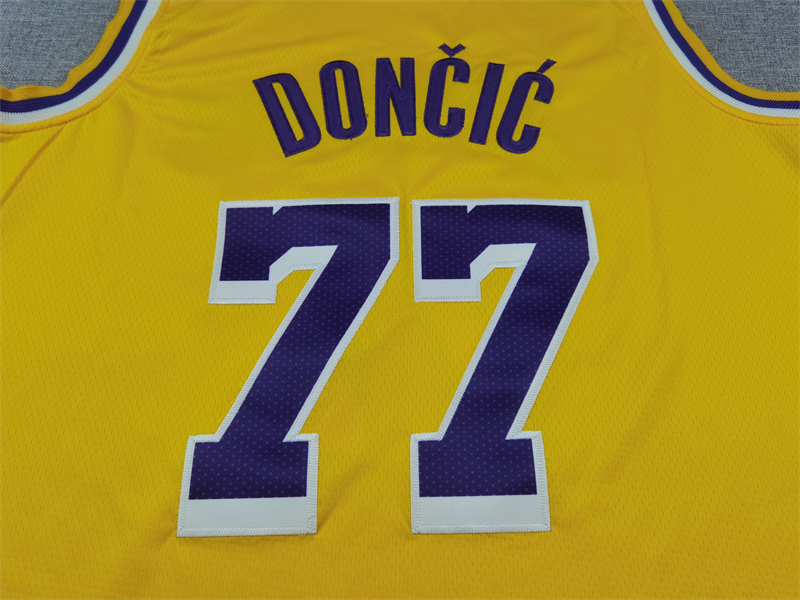 Men's Los Angeles Lakers Luka Doncic #77 Gold Swingman Jersey - Icon Edition