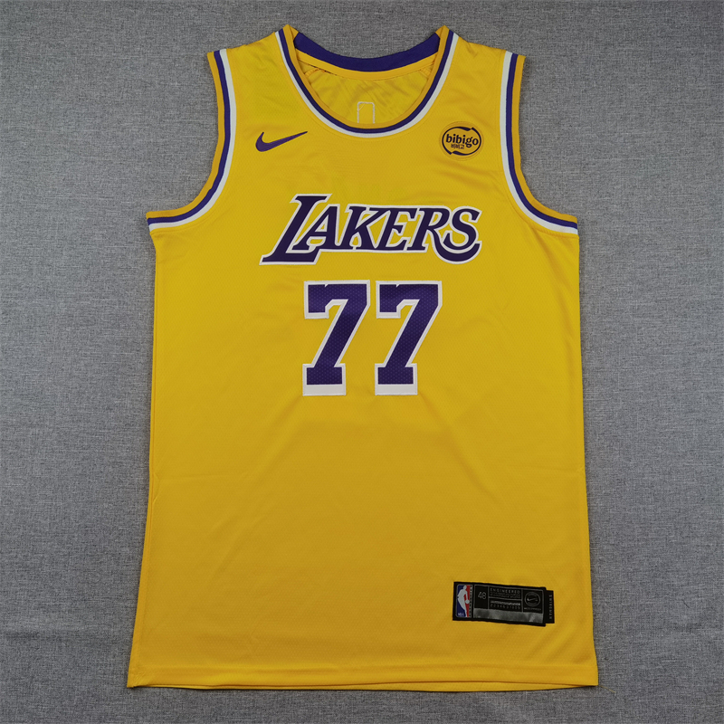 Men's Los Angeles Lakers Luka Doncic #77 Gold Swingman Jersey - Icon Edition