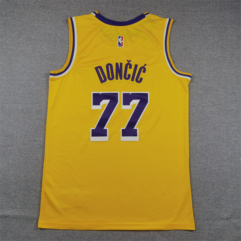 Men's Los Angeles Lakers Luka Doncic #77 Gold Swingman Jersey - Icon Edition