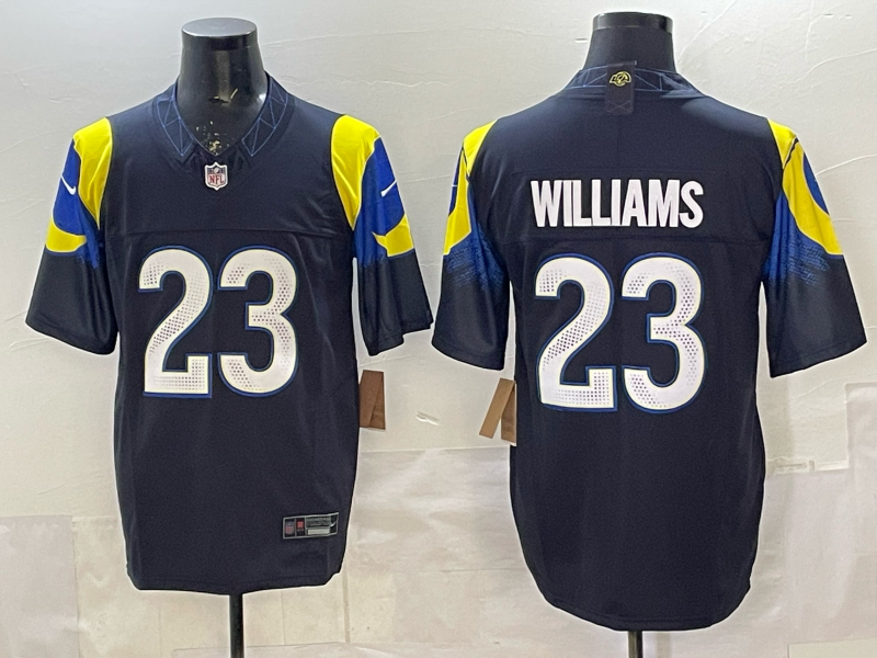 Men's Los Angeles Rams Kyren Williams #23 Midnight Blue 2025 Rivalries Collection Game Jersey