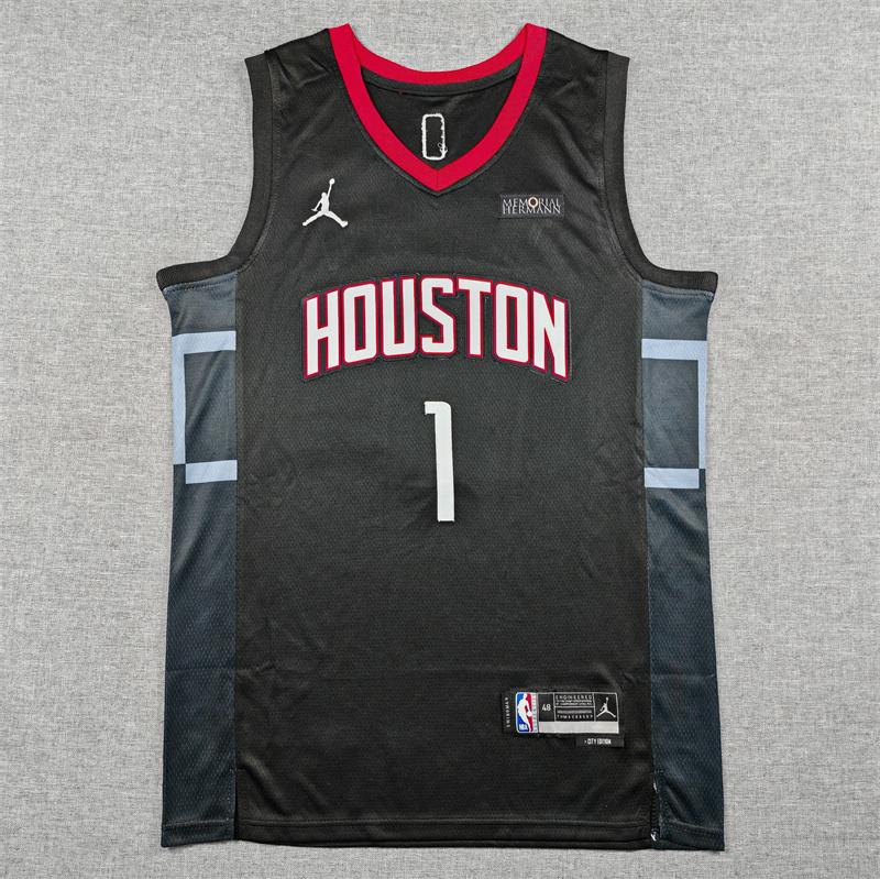Men's Houston Rockets Amen Thompson #1 Black Swingman Jersey - Statement Edition