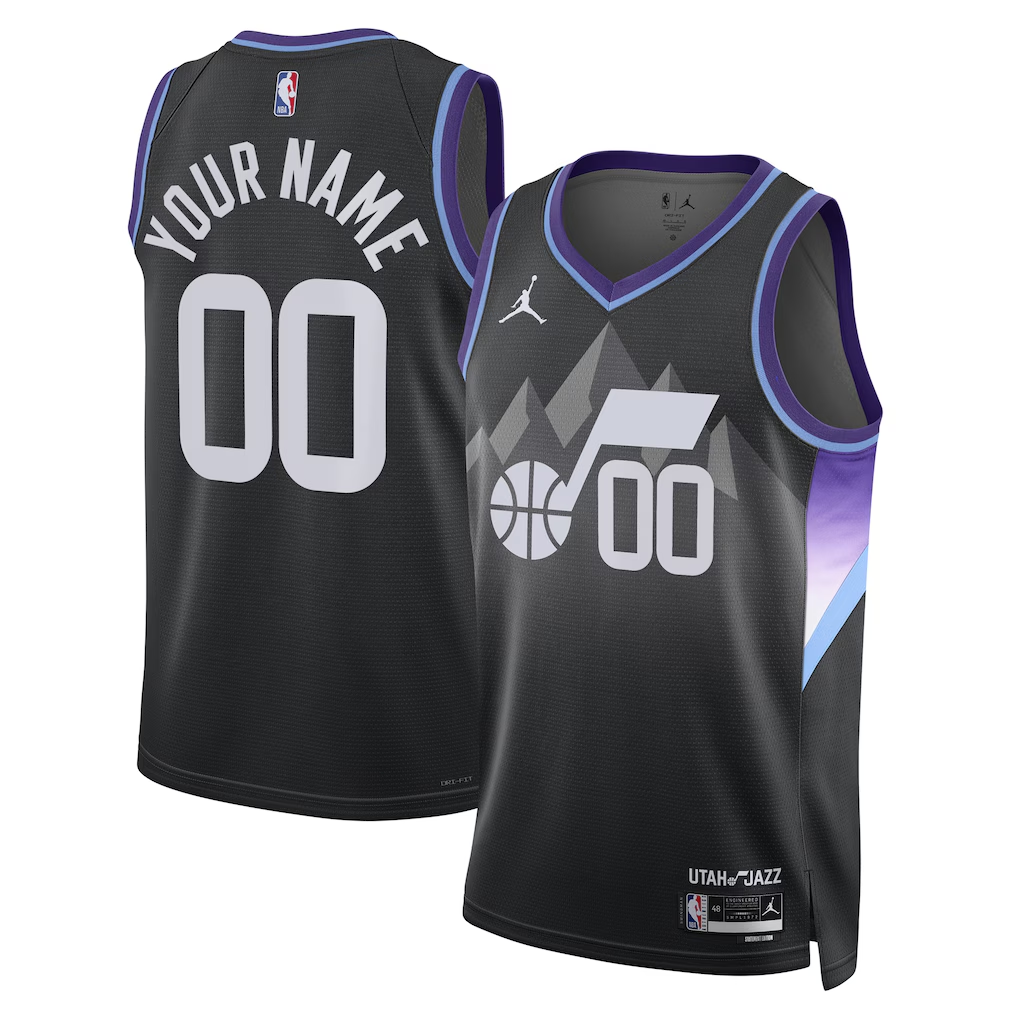 Men's Utah Jazz Black 2024/25 Custom Swingman Jersey - Statement Edition