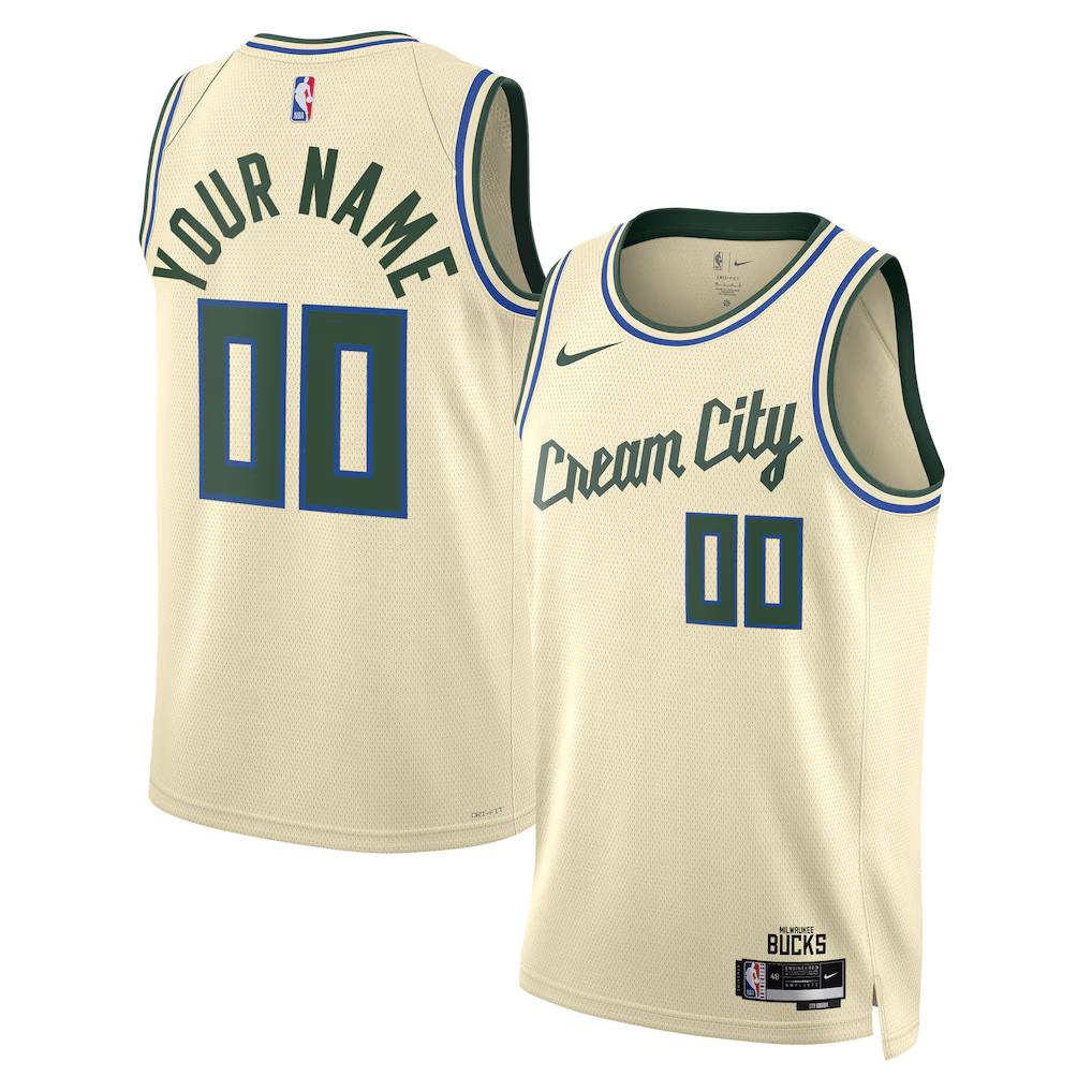 Men's Milwaukee Bucks Cream 2025/26 City Edition Swingman Custom Jersey