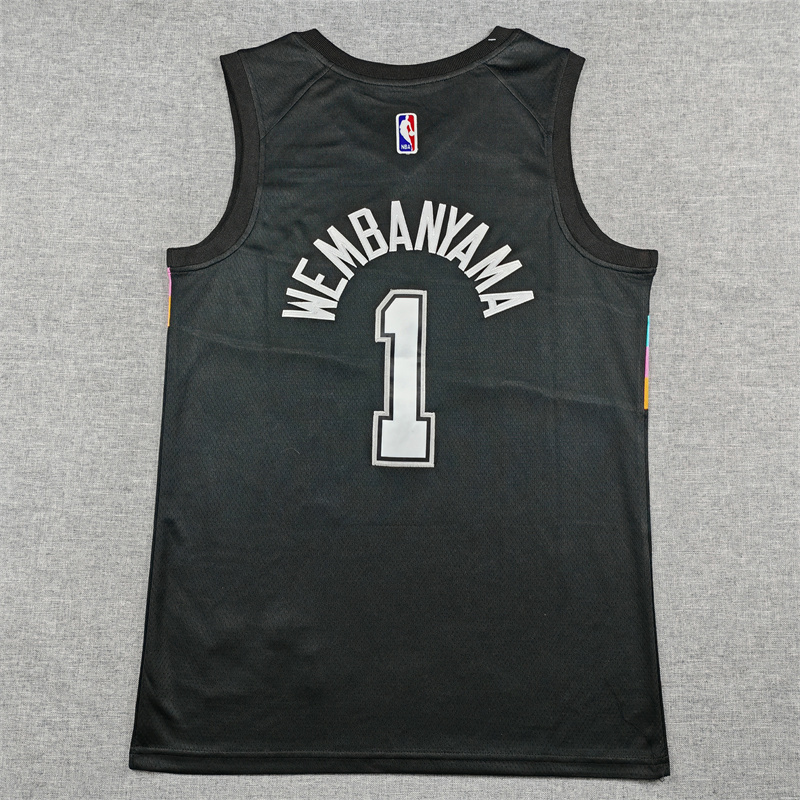 Men's San Antonio Spurs Victor Wembanyama #1 Black 2025/26 Swingman Jersey - City Edition