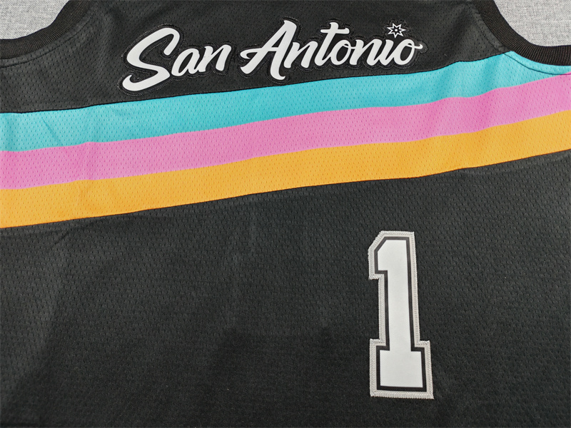 Men's San Antonio Spurs Victor Wembanyama #1 Black 2025/26 Swingman Jersey - City Edition