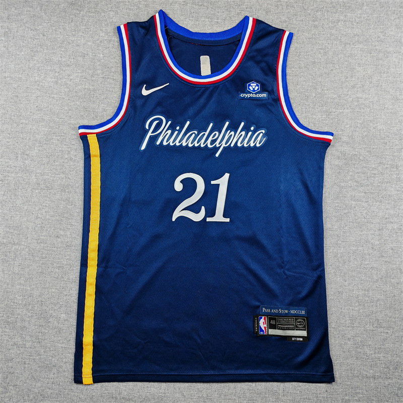 Men's Philadelphia 76ers Joel Embiid #21 Navy 2025/26 Swingman Jersey - City Edition