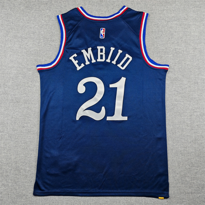 Men's Philadelphia 76ers Joel Embiid #21 Navy 2025/26 Swingman Jersey - City Edition