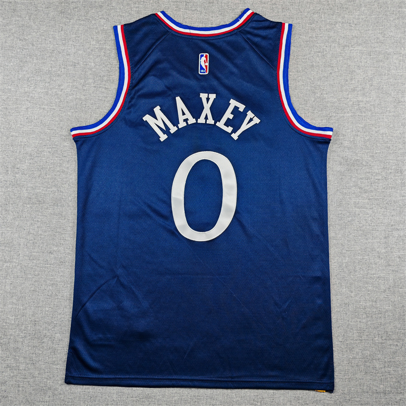 Men's Philadelphia 76ers Tyrese Maxey #0 Navy 2025/26 Swingman Jersey - City Edition