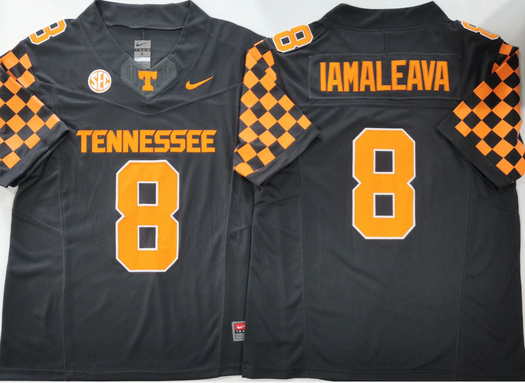 Men's Tennessee Volunteers Nico Iamaleava #8 Black Game Player Jersey