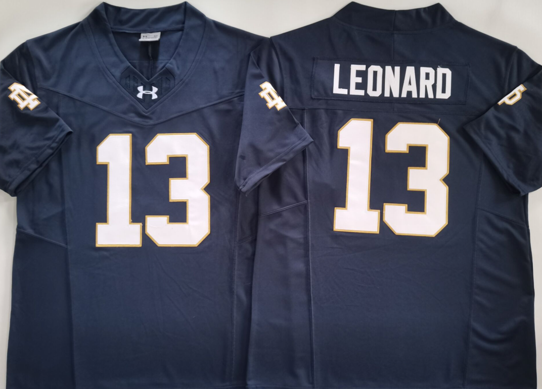 Men's Norte Dame Fighting Irish Riley Leonard #13 Navy Player Game Jersey