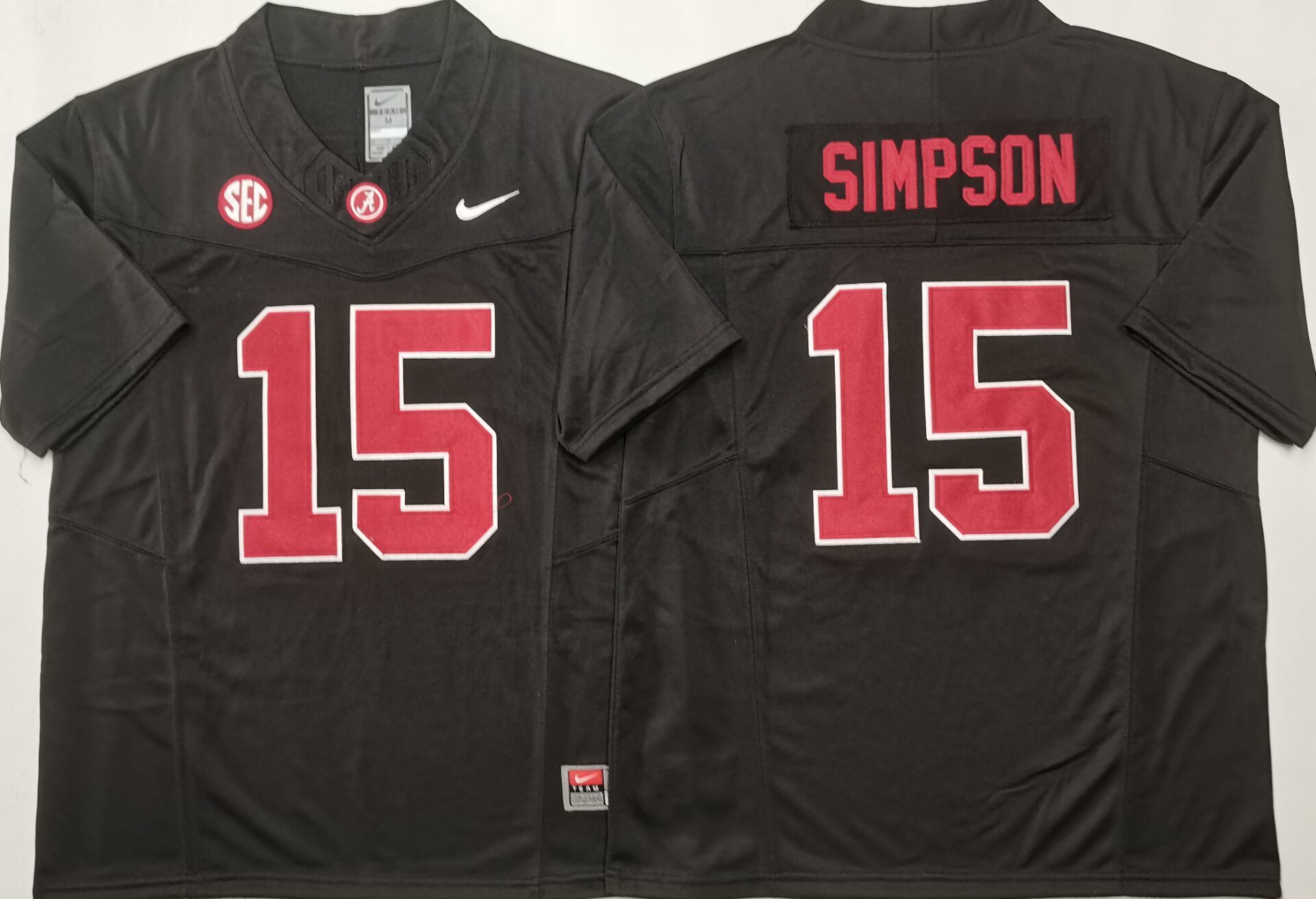 Men's Alabama Crimson Ty Simpson #15 Black Player Jersey