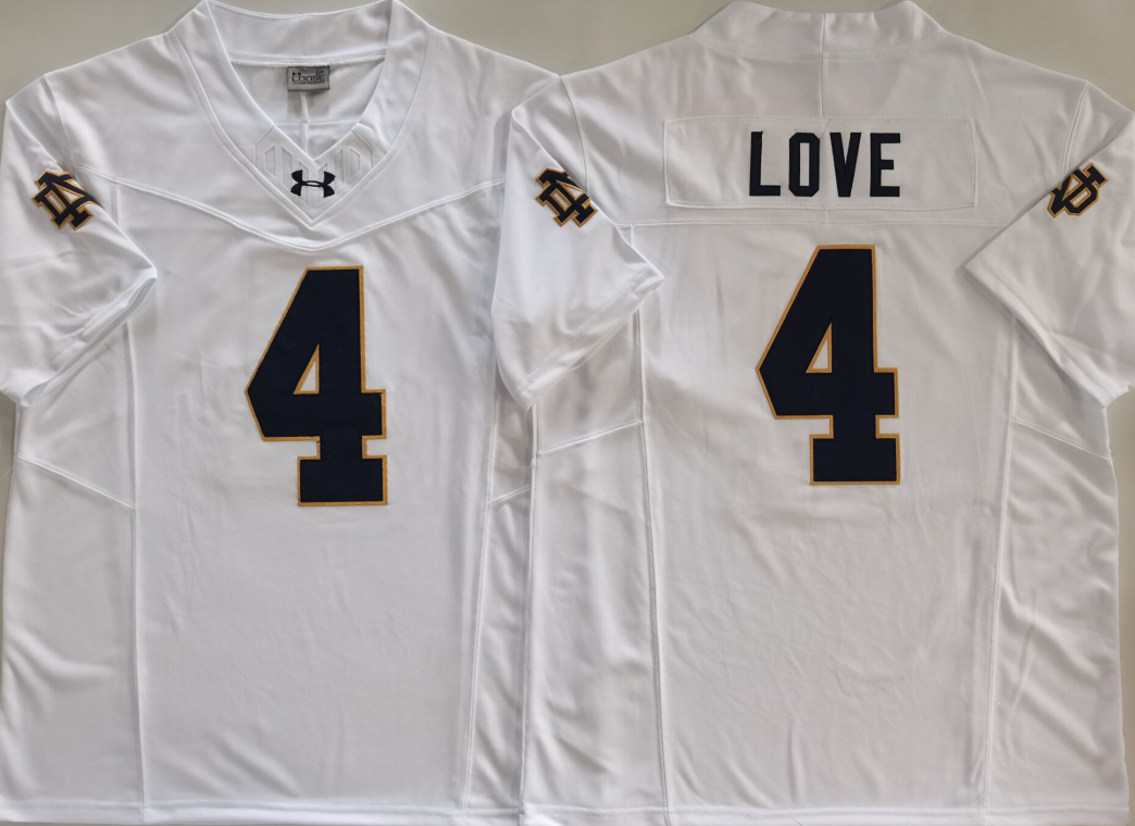 Men's Norte Dame Fighting Irish Jeremiyah Love #4 White Player Jersey