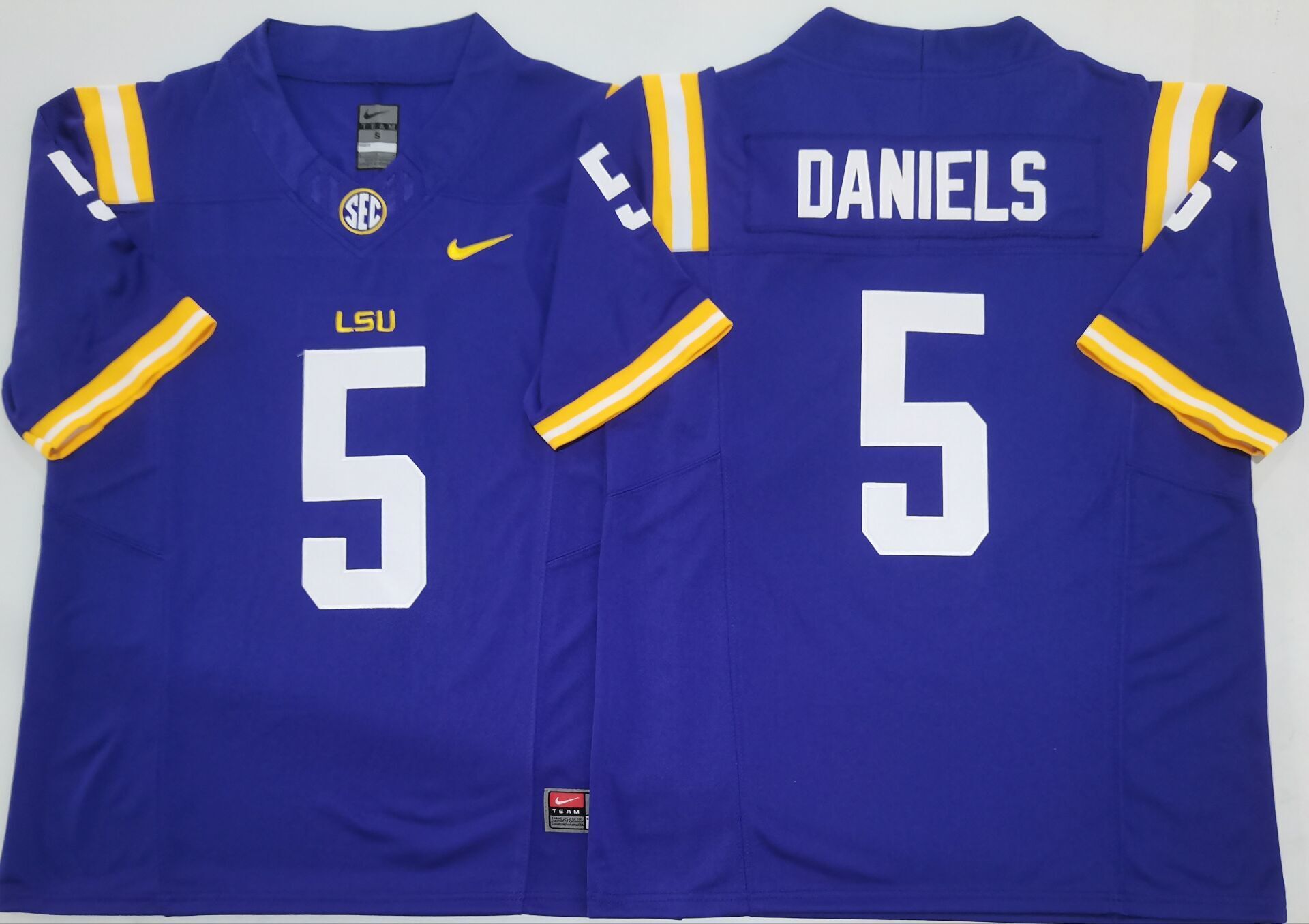 Men's LSU Tigers Jayden Daniels #5 Purple Player Jersey